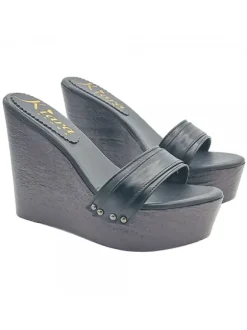 SHOES CLOGS WEDGE WOMAN BLACK