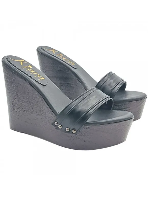 SHOES CLOGS WEDGE WOMAN BLACK