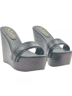 SHOES CLOGS WEDGE WOMAN BLACK