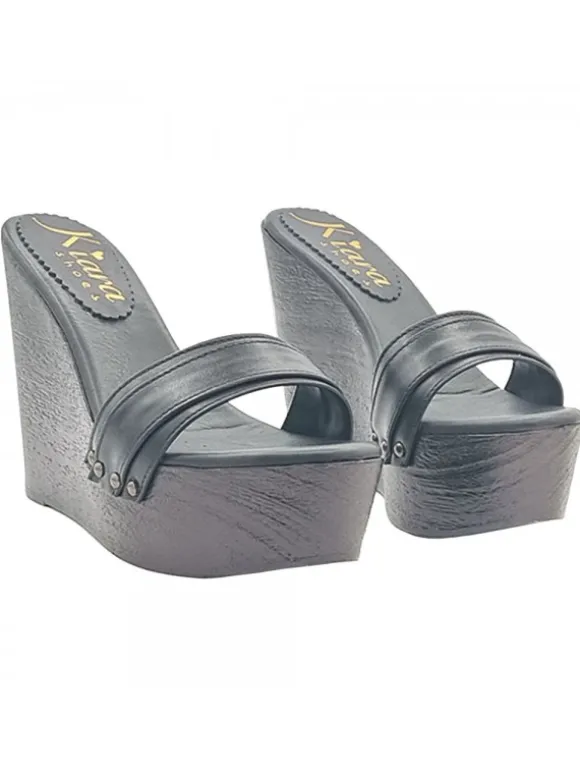 SHOES CLOGS WEDGE WOMAN BLACK