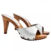 SILVER CLOGS GLITTER LEATHER WITH HEEL 9