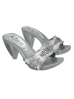 SILVER CLOGS WITH PERFORATED HEEL - size 37