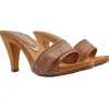 Simple clogs with double band in brown leather