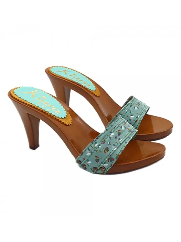 SPRING TURQUOIS CLOGS HEEL 9