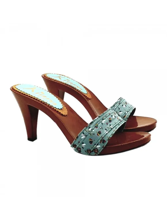 SPRING TURQUOIS CLOGS HEEL 9