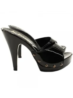 TOTAL BLACK BDSM HEEL CLOG HEEL 11 CM