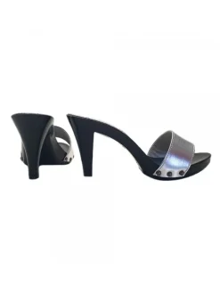 TOTAL BLACK LACQUERED MULE | HEEL 9