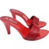 TOTAL RED LEATHER HEEL CLOGS 9