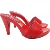 TOTAL RED LEATHER HEEL CLOGS
