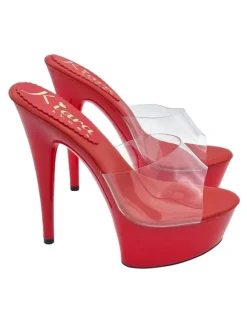 TRANSPARENT RED CLOGS WITH HIGH HEEL