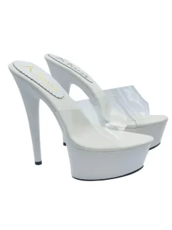 TRANSPARENT WHITE CLOGS WITH HIGH HEEL