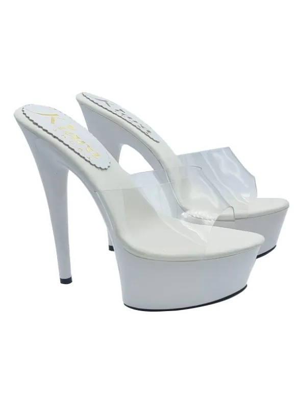 TRANSPARENT WHITE CLOGS WITH HIGH HEEL