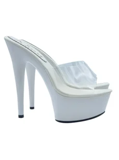TRANSPARENT WHITE CLOGS WITH HIGH HEEL