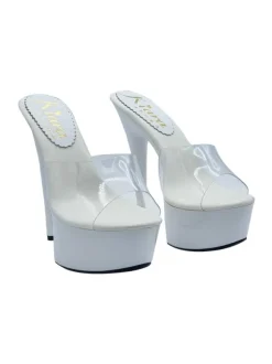 TRANSPARENT WHITE CLOGS WITH HIGH HEEL
