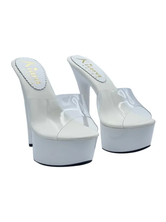 TRANSPARENT WHITE CLOGS WITH HIGH HEEL