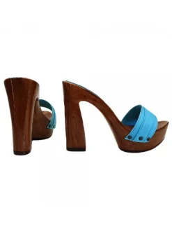 TURQUOISE CLOGS COMFY HEEL