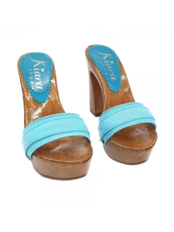TURQUOISE CLOGS COMFY HEEL