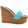 TURQUOISE WEDGES WITH HEEL 13 CM