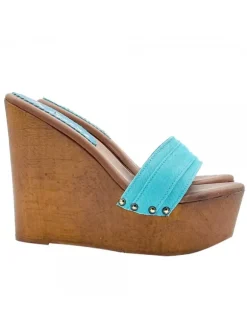 TURQUOISE WEDGES WITH HEEL 13 CM