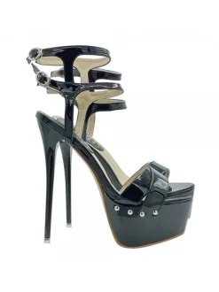 Very High Black Sandals with 17.5 cm Stiletto Heel
