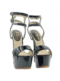 Very High Black Sandals with 17.5 cm Stiletto Heel