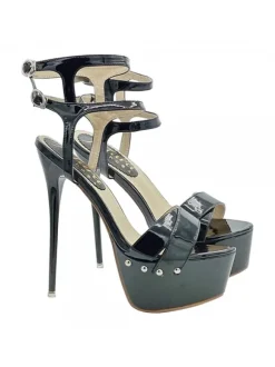 Very High Black Sandals with 17.5 cm Stiletto Heel