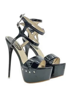 Very High Black Sandals with 17.5 cm Stiletto Heel