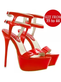 VERY HIGH SANDALS IN RED PATENT LEATHER