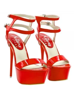 VERY HIGH SANDALS IN RED PATENT LEATHER
