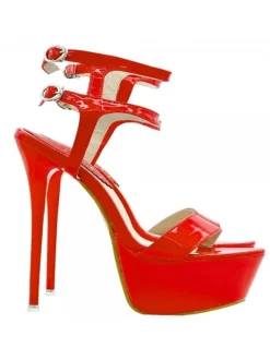 VERY HIGH SANDALS IN RED PATENT LEATHER