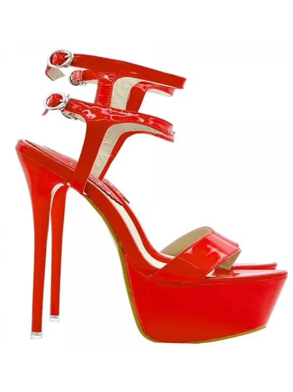 VERY HIGH SANDALS IN RED PATENT LEATHER