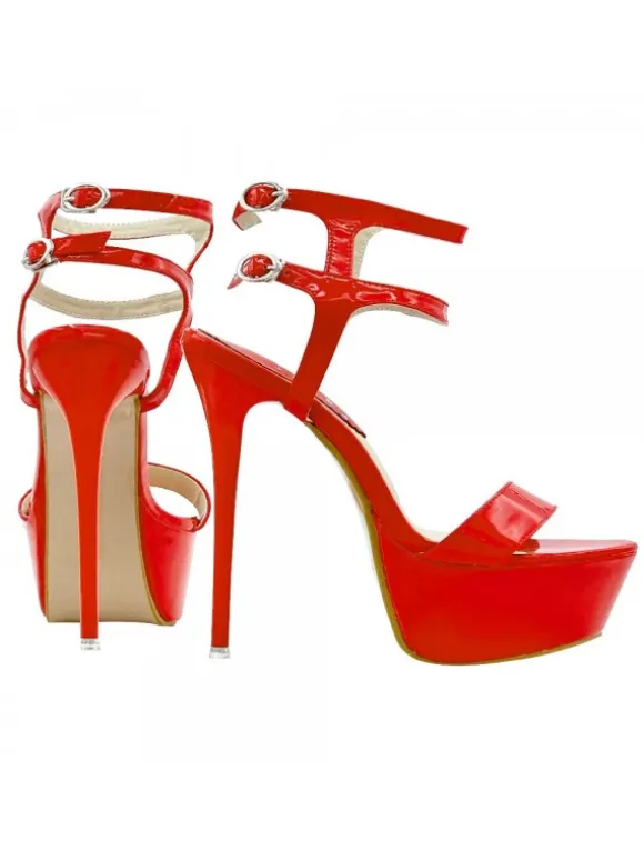 VERY HIGH SANDALS IN RED PATENT LEATHER