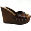 WEDGE CLOGS IN HAZEL PYTHON LEATHER