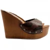 WEDGE CLOGS IN PYTHON LEATHER