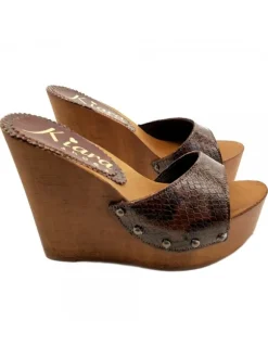 WEDGE CLOGS IN PYTHON LEATHER