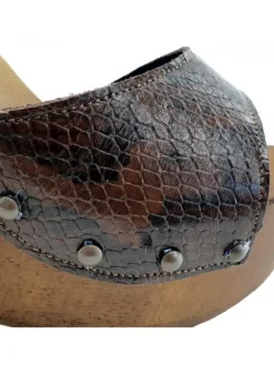 WEDGE CLOGS IN PYTHON LEATHER