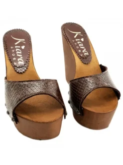 WEDGE CLOGS IN PYTHON LEATHER