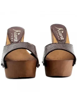 WEDGE CLOGS IN PYTHON LEATHER