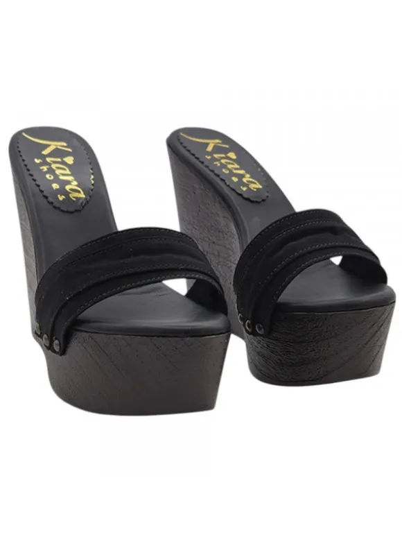 Wedge clogs with black band | height 13 cm