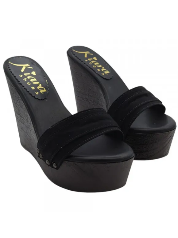 Wedge clogs with black band | height 13 cm