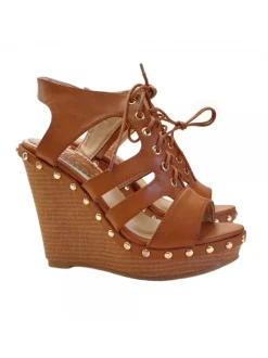 WEDGE SANDALS LEATHER COLOUR