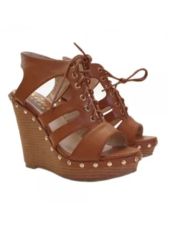 WEDGE SANDALS LEATHER COLOUR