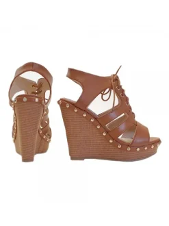 WEDGE SANDALS LEATHER COLOUR