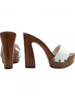 WHITE CLOGS COMFY HEEL