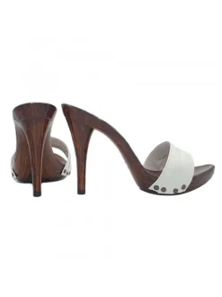 WHITE CLOGS HEEL 12