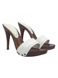WHITE CLOGS HEEL 12