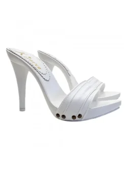 WHITE CLOGS IN LEATHER - KM7401 BIANCO