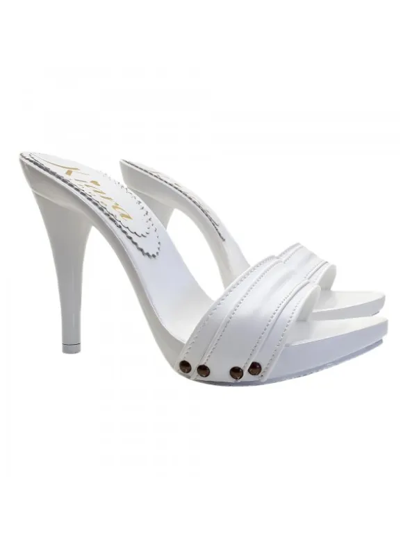 WHITE CLOGS IN LEATHER - KM7401 BIANCO