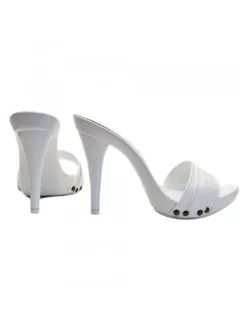 WHITE CLOGS IN LEATHER - KM7401 BIANCO