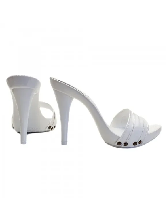 WHITE CLOGS IN LEATHER - KM7401 BIANCO